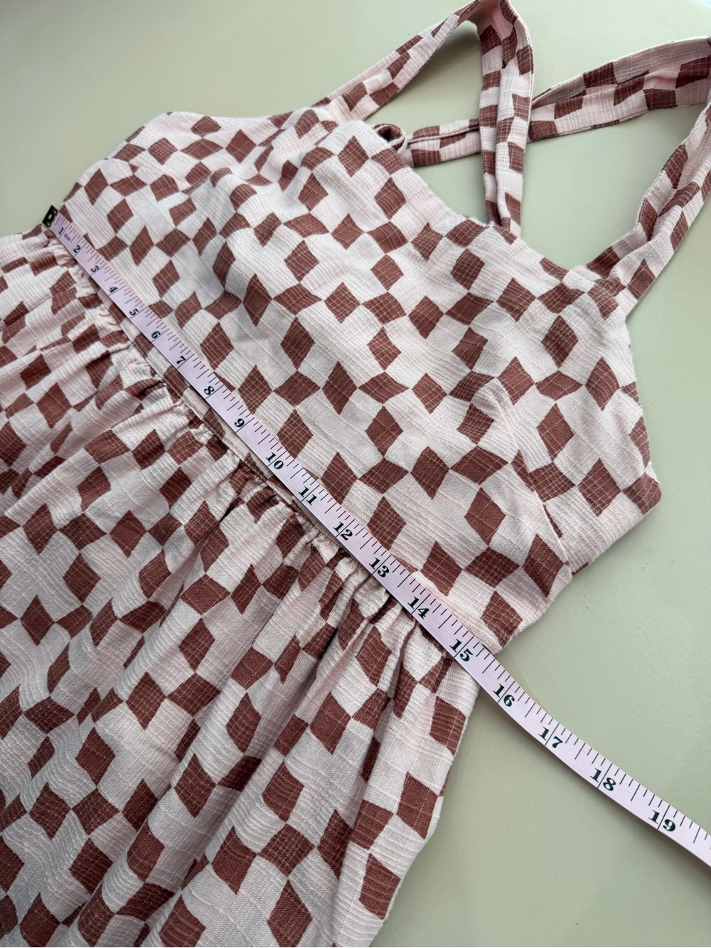 Madewell Cicely Tiered Midi Dress in Geo Checkerboard Pink Square Neck Size 8 M - Picture 6 of 10
